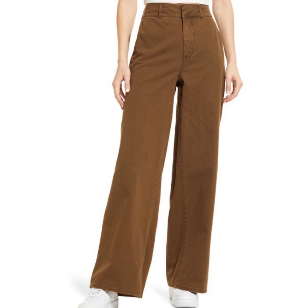 NEW‎ Good American Related Skate Pants Fog Brown Size 2 or 26 Wide Leg Revolve